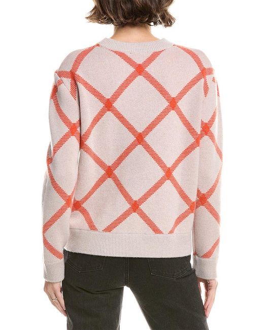 Forte Pink Reversible Bias Plaid Cashmere Sweater