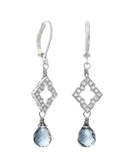 Rachel Reinhardt Jewelry White Quartz Cz Clover Earrings