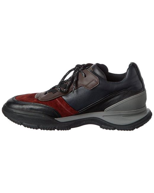 Brioni Black Crossing Leather & Suede Low-top Sneaker for men