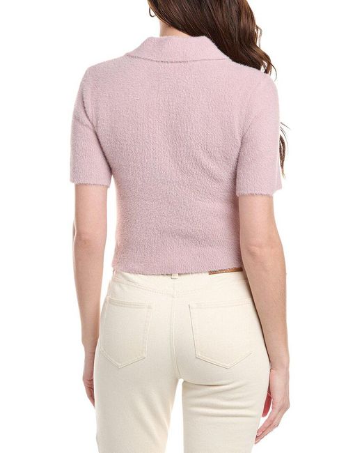 Avantlook Pink Fuzzy Eyelash 1/4-Zip Polo Sweater