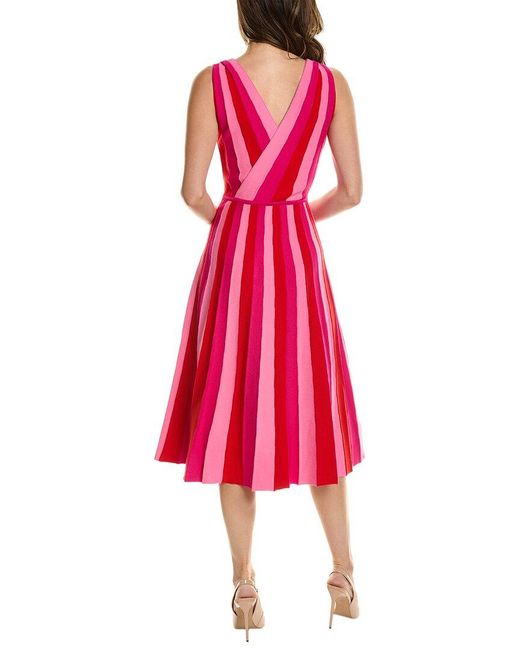 Carolina Herrera Red Striped A-line Dress