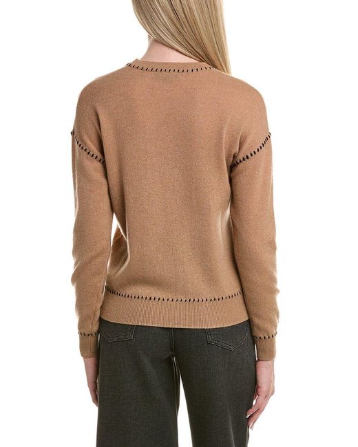 Bruno Magli Black Whipstitch Wool & Cashmere-Blend Sweater