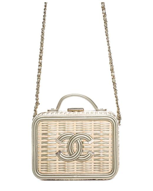 Chanel Limited Edition Gold Straw & Leather Vanity Case, Never