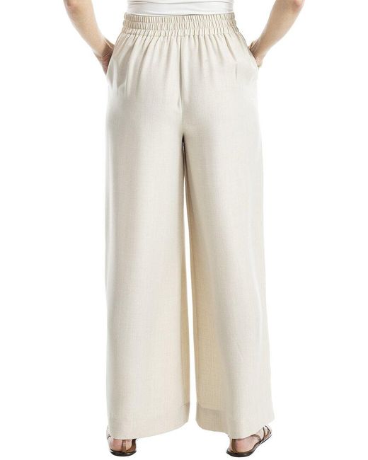Max Studio Natural Texture Woven Pleated Wide Leg Pant