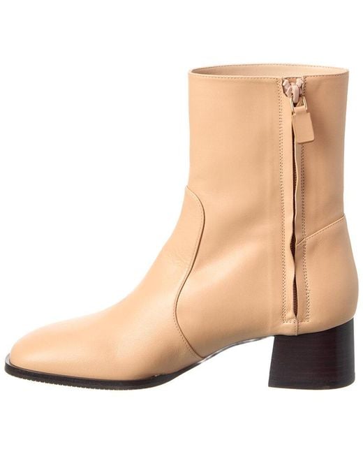 Stuart Weitzman Natural Nola Zip Leather Bootie