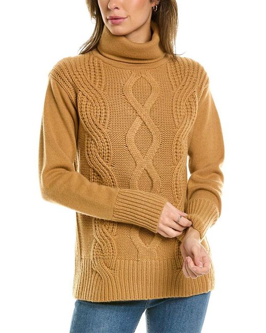 Lafayette 148 New York Infinity Mixed Cable Turtleneck Cashmere Sweater in  Natural | Lyst