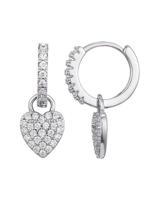 Adornia White Plated Cz Heart Huggie Earrings