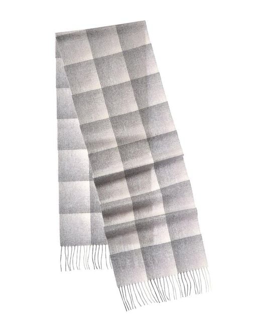 Amicale Cashmere Gray Ombre Grid Cashmere Scarf