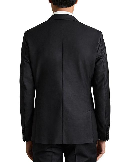 Reiss Black Oscar Peak Plain Wool-Blend Blazer for men