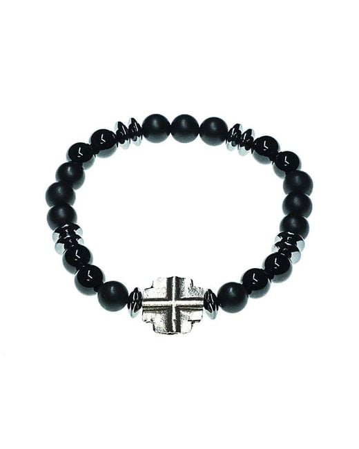 jean claude Black Dell Arte By Silver Stretch Bracelet for men