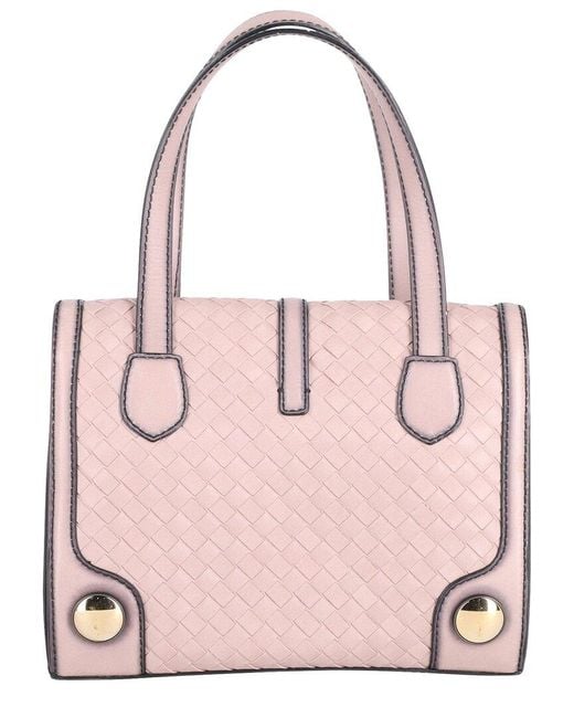 Bottega Veneta Pink Calfskin Leather Monaco Double-handle Woven Tote (authentic Pre-loved)