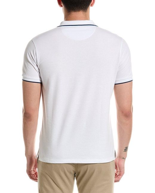 Tailorbyrd White Pique Zip Polo Shirt for men