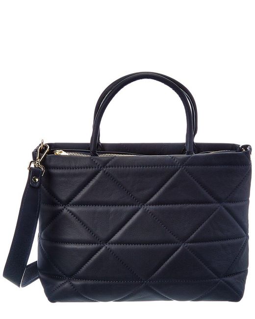 Italian Leather Shoulder Bag in Blue Lyst