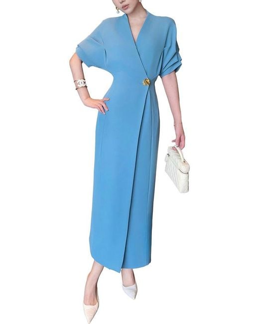 BURRYCO Blue Short Sleeve Maxi Dress
