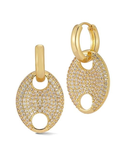 Chloe and Madison Metallic Plated Cz Mariner Link Drop Earrings