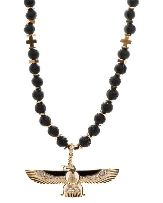 Ebru Jewelry Metallic Protection & Luck Lava Beaded Necklace