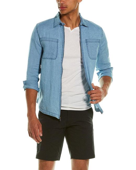 Onia Linen Overshirt in Blue for Men | Lyst
