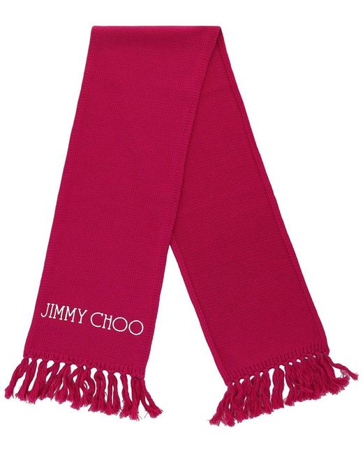 Jimmy Choo Pink Wool Scarf