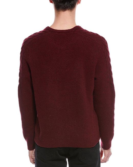 Paisley & Gray Red Cable Wool-Blend Crewneck for men