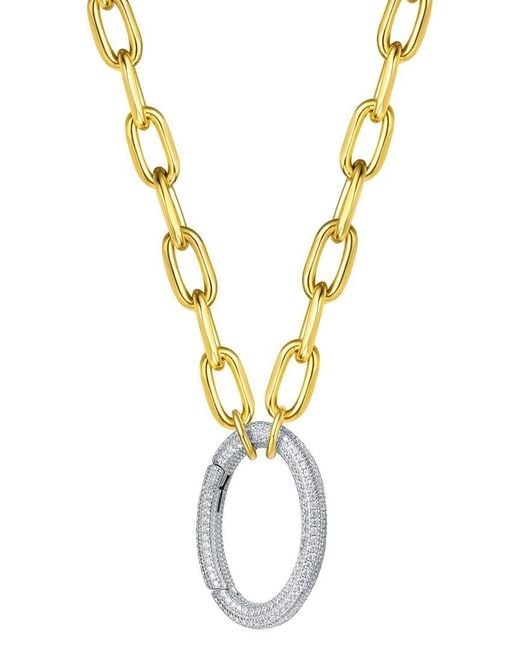 Genevive Jewelry Metallic 14k Over Silver Cz Rectangle Pendant