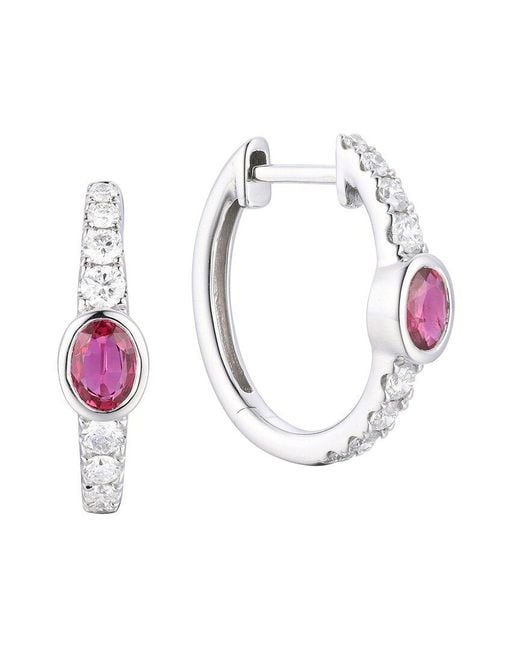 Gregg Ruth Multicolor 14K 0.83 Ct. Tw. Diamond & Ruby Huggie Earring
