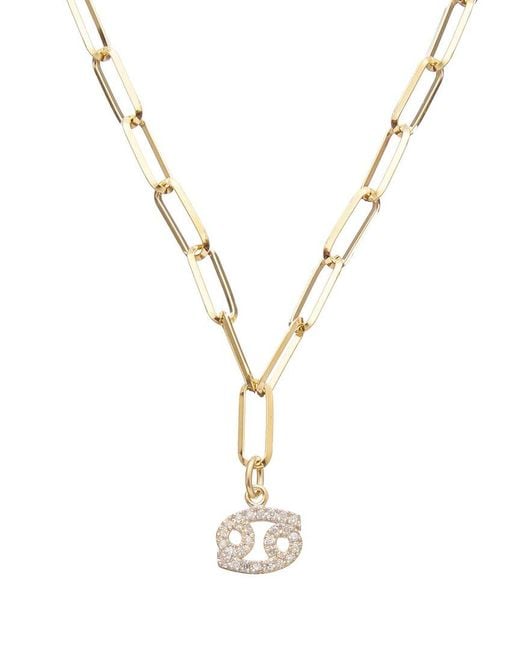 Meshmerise Metallic 18k Over Silver 0.15 Ct. Tw. Diamond Zodiac Paperclip Necklace