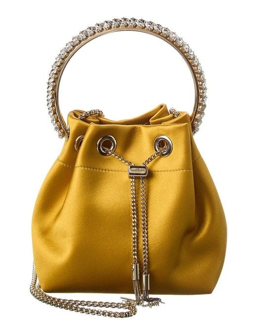 Jimmy Choo Yellow Bon Bon Satin Bucket Bag