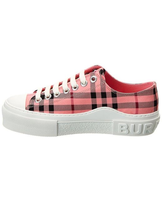 Burberry Check Canvas Sneaker in Pink | Lyst UK