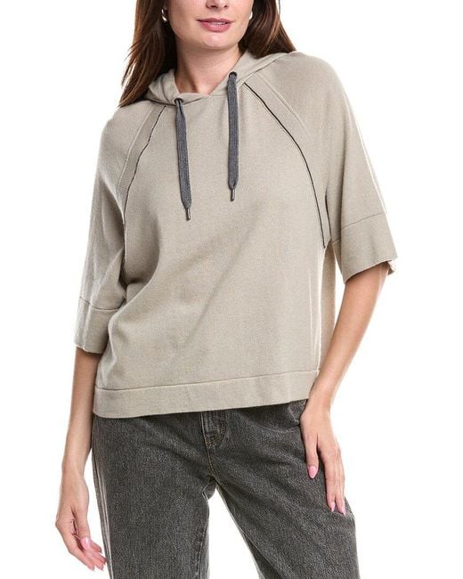 Brunello Cucinelli Gray Cashmere Hooded Sweater
