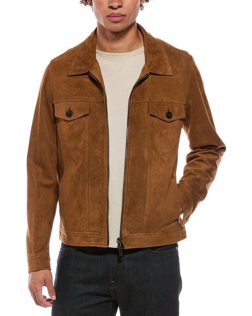 Isaia Brown Suede Jacket for men