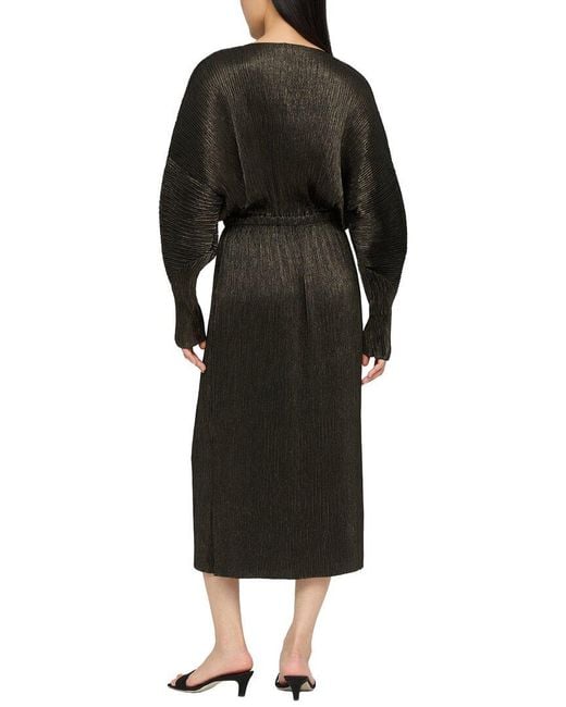 Lafayette 148 New York Black Long Sleeve Gathered Waist Dress