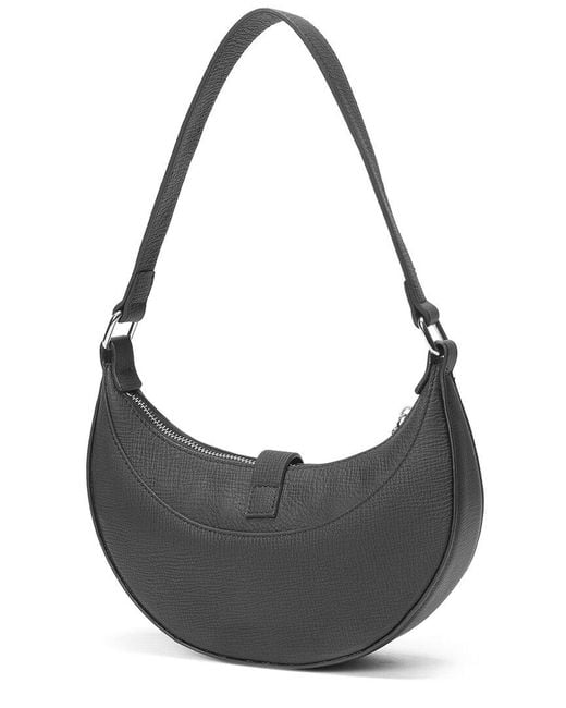 Tiffany & Fred Paris Gray Sleek Crescent Leather Shoulder Bag