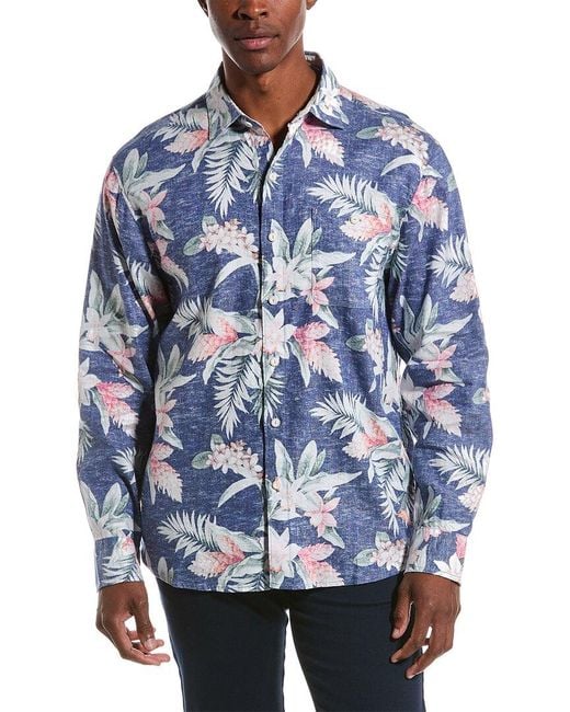 Tommy Bahama Blue Barbados Breeze Beach Bloom Linen-blend Shirt for men