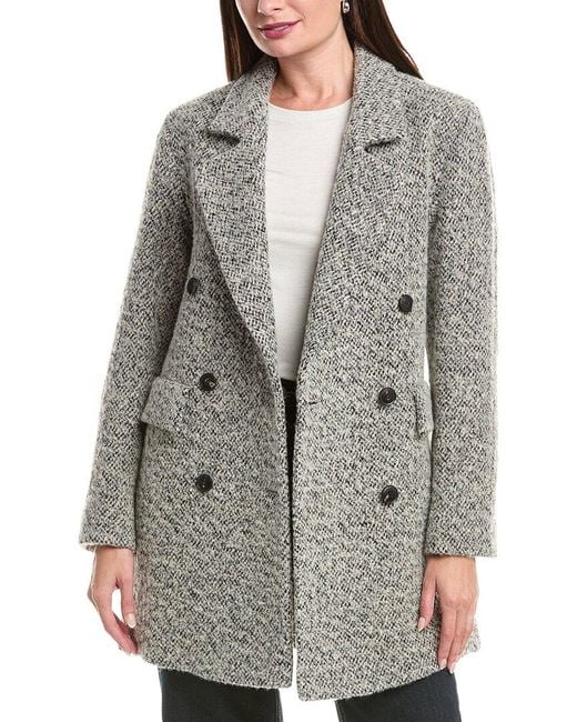 Fleurette Gray Double Breasted Wool Coat
