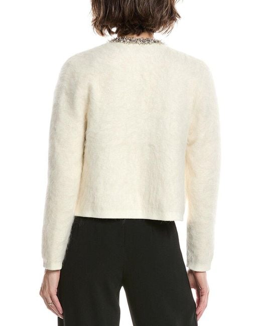 Kobi Halperin White Madeline Fuzzy Alpaca-Blend Cardigan