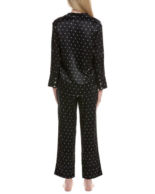 Petite Plume Black 2Pc Silk Pajama Set