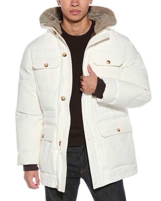 Brunello Cucinelli Natural Quilted Down Coat for men