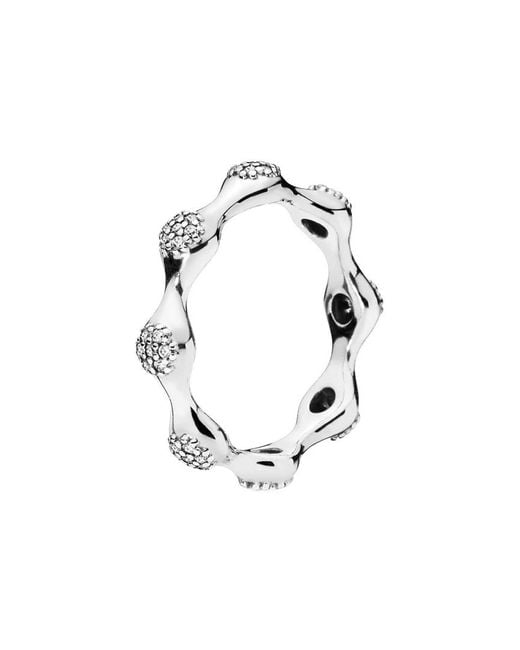 PANDORA Pavé Modern Lovepods Ring in Metallic | Lyst