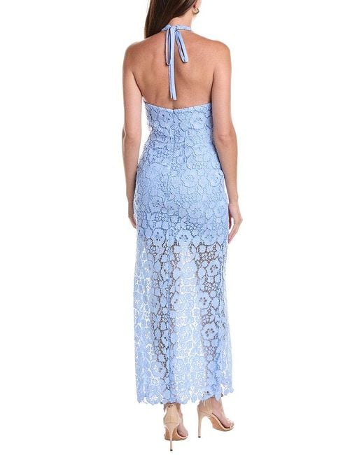 Rene Ruiz Blue Lace Halter Midi Dress