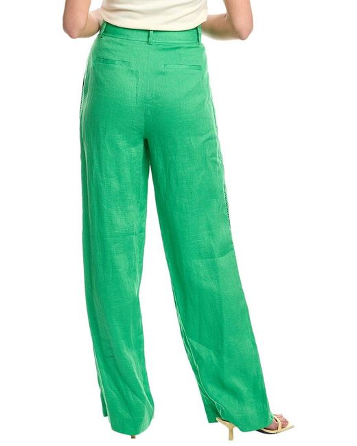 Jonathan Simkhai Green Tavar Side Panel Linen Pant