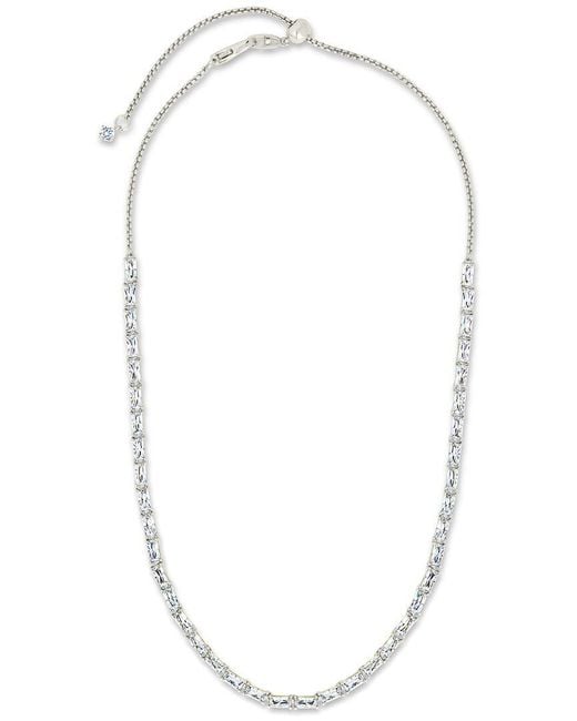 Sterling Forever White Cz Blanche Adjustable Tennis Necklace