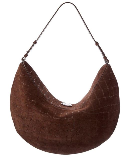 Jacquemus Brown The Ovalo Croc-Embossed Suede Hobo Bag