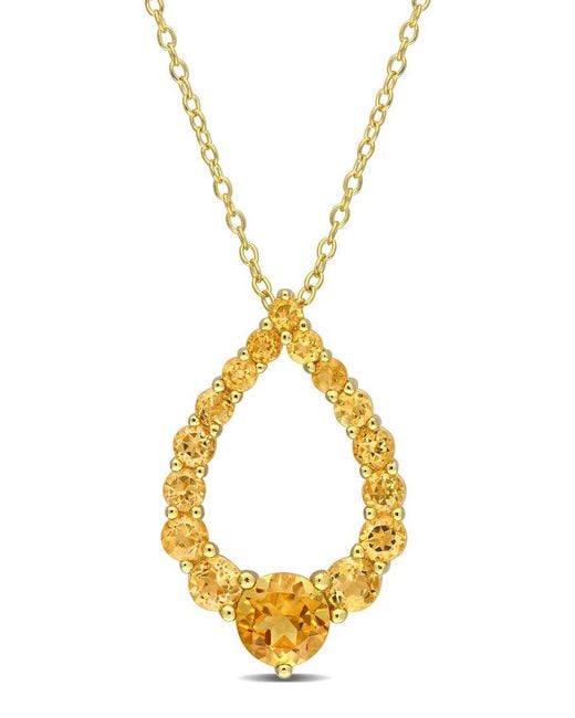 Rina Limor Metallic 18k Over Silver 1.96 Ct. Tw. Gemstone Pendant Necklace
