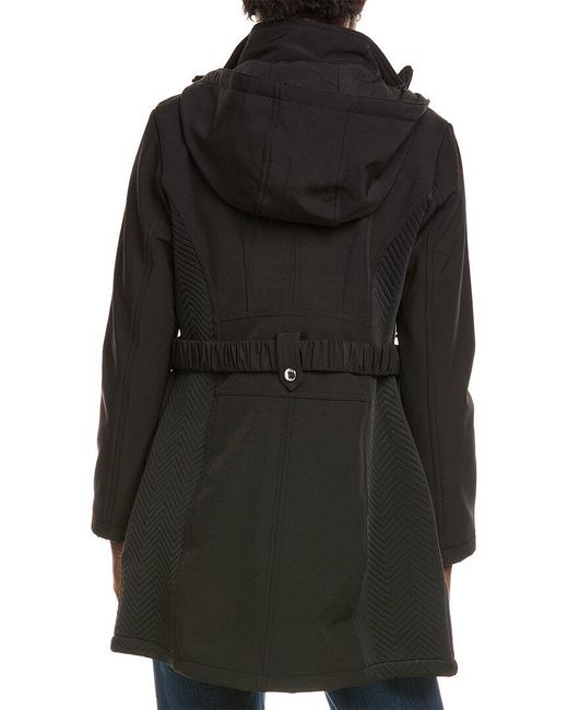 Kensie Black Seatbelt Buckle Hooded Softshell Jacket