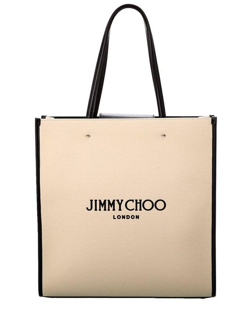 Jimmy Choo Natural N/s Large Canvas & Leather Tote