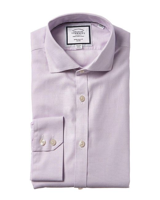 Charles Tyrwhitt Purple Non-iron Cambridge Weave Cutaway Extra Slim Fit Shirt for men