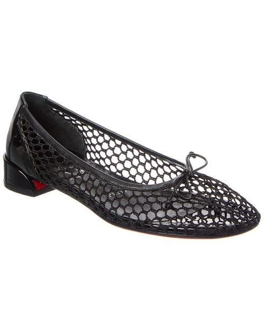 Christian Louboutin Black Sweetie Jane Mesh & Patent Ballerina Flat