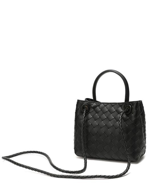 Tiffany & Fred Paris Black Woven Leather Top Handle Crossbody