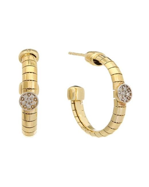 Meshmerise Metallic 18k Over Silver 0.12 Ct. Tw. Diamond Earrings