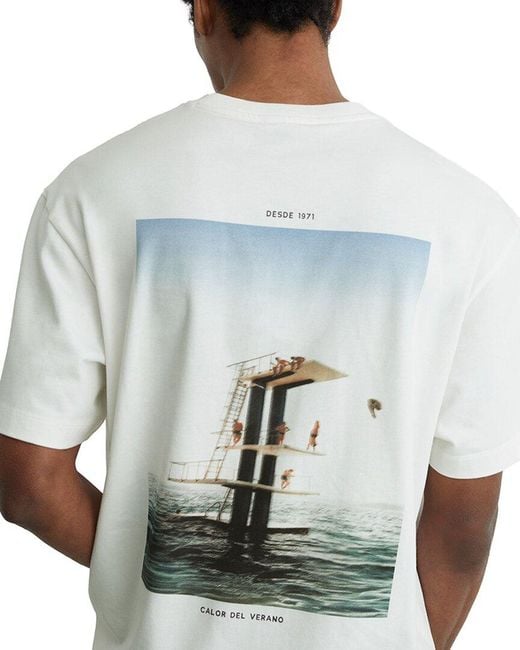 Reiss White Splash Crew Dive Print T-Shirt for men